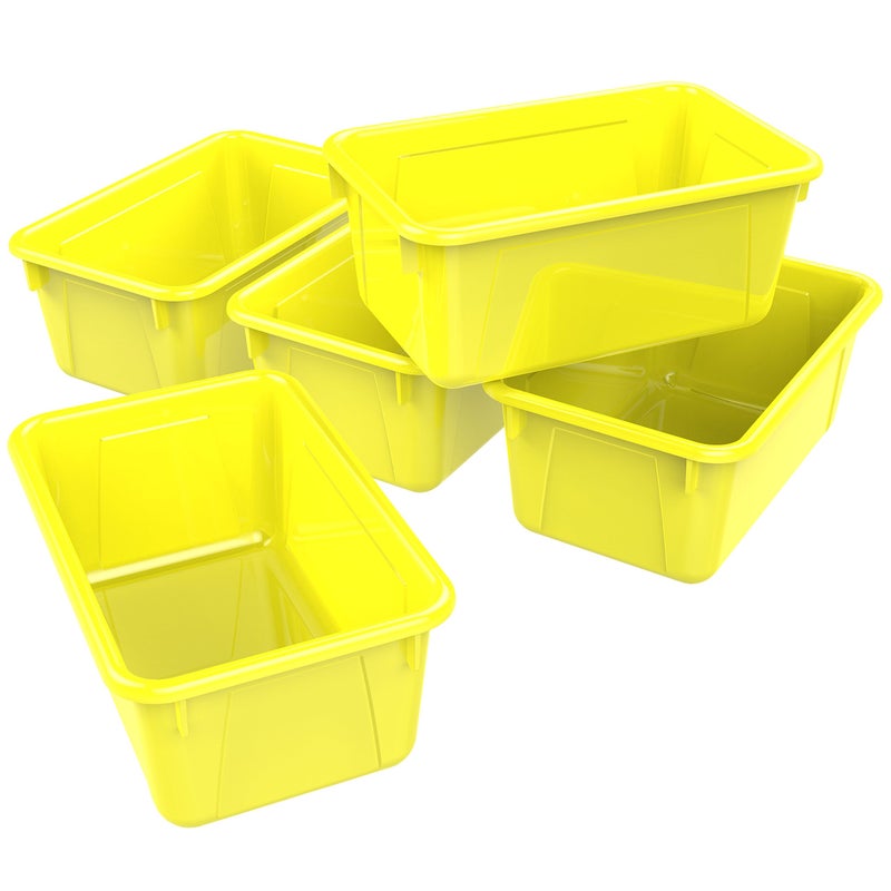 Storex Small Cubby Bins, Pack of 5, 12.2 x 7.8 x 5.1 Inches, Yellow (62410U05C) - Image 1